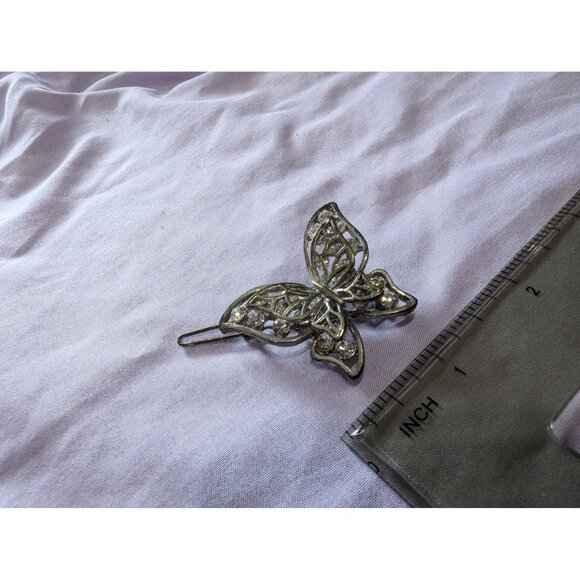 Vintage Butterfly Rhinestone Metal Hair Clip Barrette Elegant Design - Picture 3 of 4